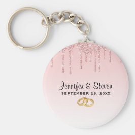 Modern Bröllop Rosa Glitter Drivrutiner och gyllen Nyckelring