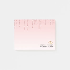 Modern Bröllop Rosa Glitter Drivrutiner och gyllen Post-it Block