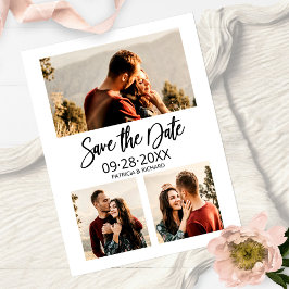 Modern Bröllop Save The Date 3 Foto Collage Vykort
