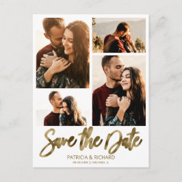Modern Bröllop Save The Date 4 Foto Collage Vykort