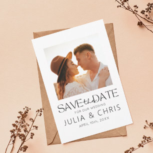 Modern Bröllop Save the Date-kort med Foto Spara Datumet