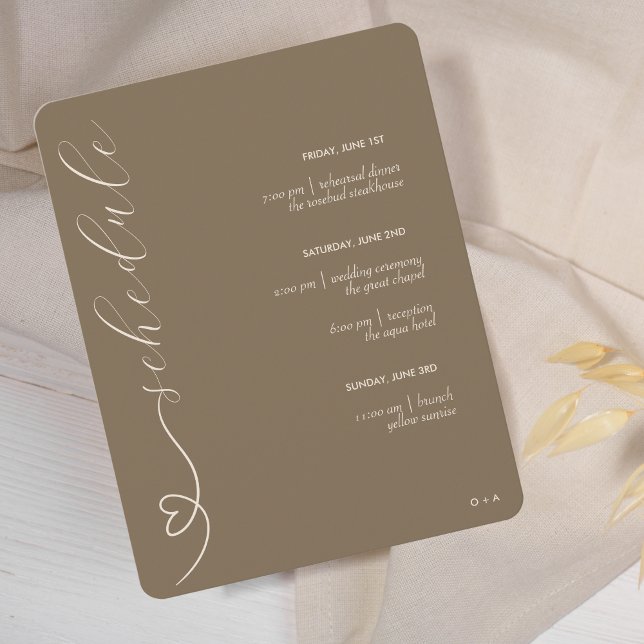 Modern Bröllop | Schema & Detaljer | Mörk Neutral Tilläggskort (Skapare uppladdad)