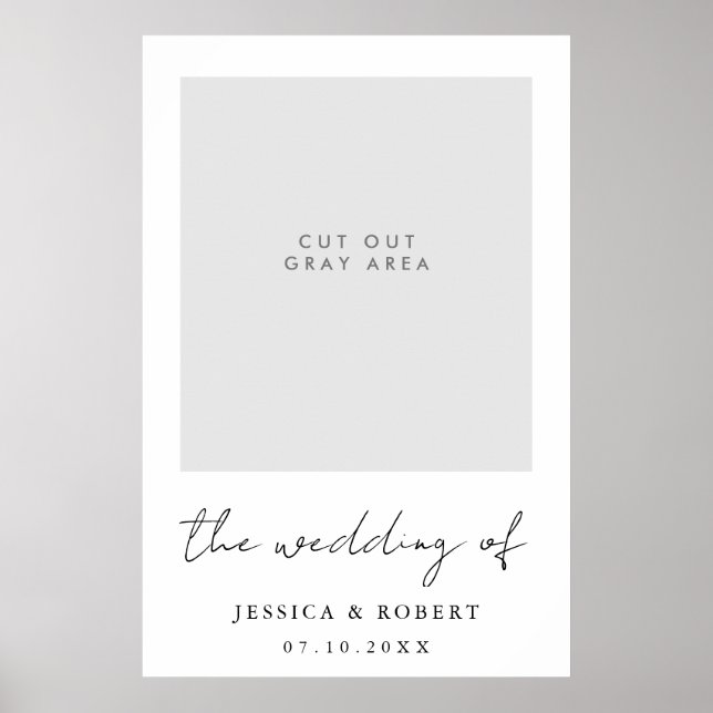 Modern Bröllop Selfie Photo Booth Ram Poster (Framsidan)