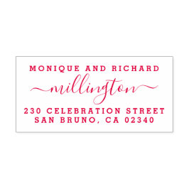 Modern Bröllop-skript Namn & Returadress Självfärgande Stämpel