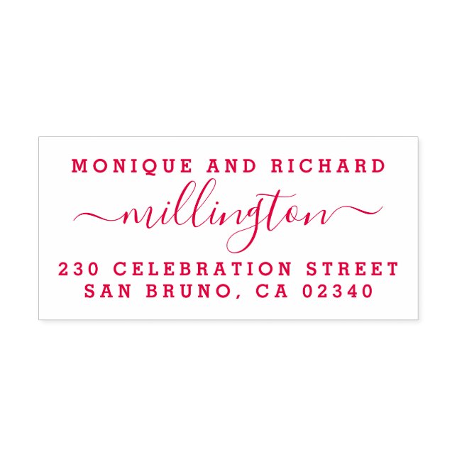 Modern Bröllop-skript Namn & Returadress Självfärgande Stämpel (Design)