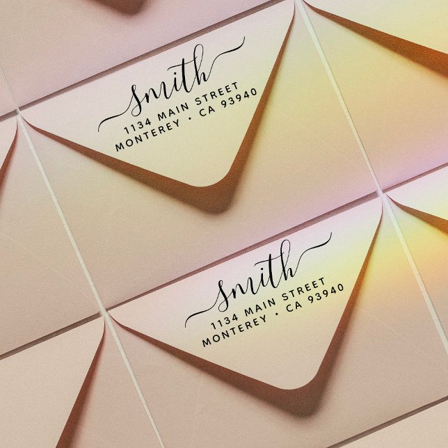 Modern Bröllop-skript Namn & Returadress Självfärgande Stämpel (Skapare uppladdad)