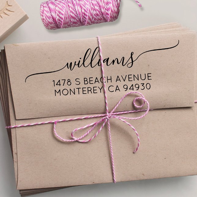 Modern Bröllop-skript Namn & Returadress Självfärgande Stämpel (Skapare uppladdad)