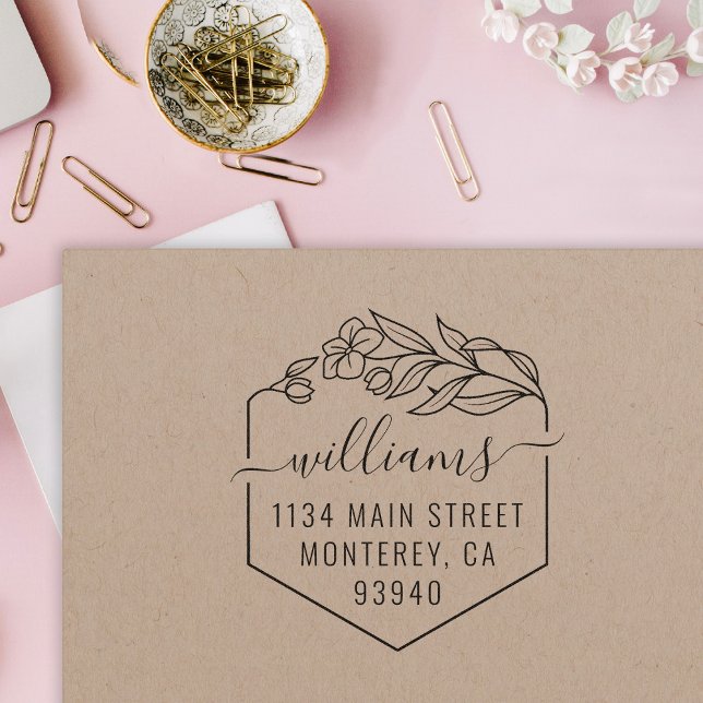 Modern Bröllop-skript Namn & Returadress Självfärgande Stämpel (Skapare uppladdad)