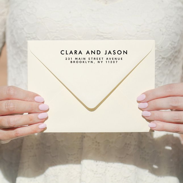 Modern Bröllop spara datum-familjens Returadress Stämpel (Skapare uppladdad)