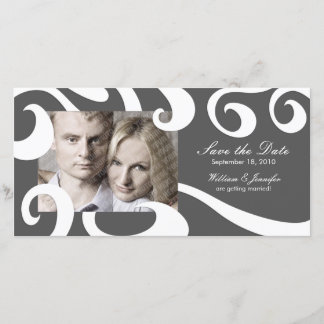 Modern Bröllop spara datum-fotokort - Mörk Grått Datumet