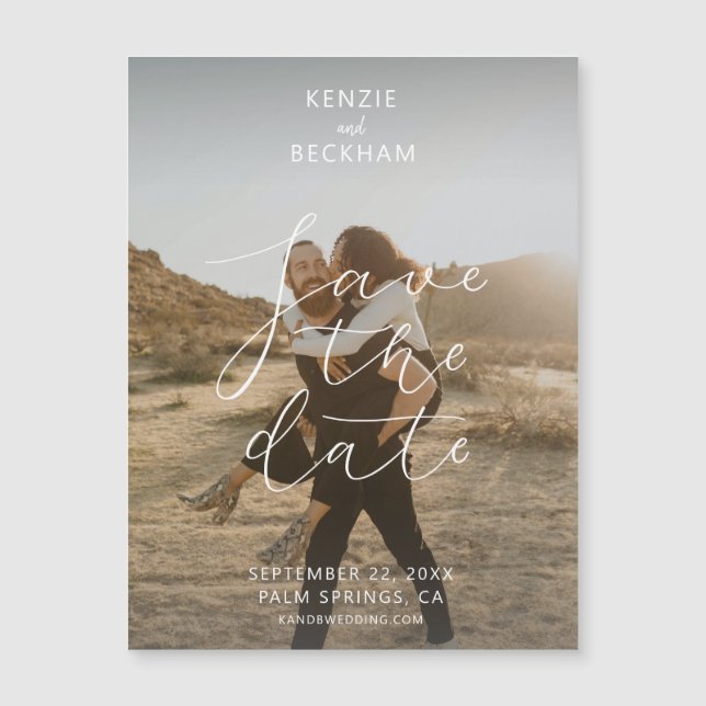 Modern Bröllop spara datum-fototextövertäckning (Framsida)