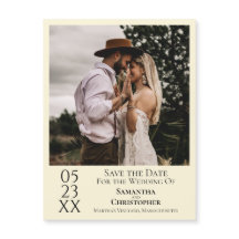 Modern Bröllop spara datum Photo Ivory Magnet