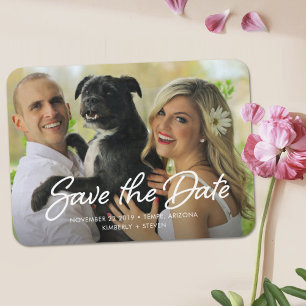 Modern Bröllop spara datum Photo Magnet