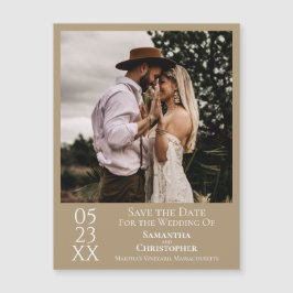 Modern Bröllop spara datum Photo Tan Magnet