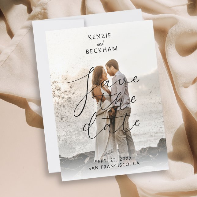 Modern Bröllop spara datum Photos Calligraphy (Skapare uppladdad)