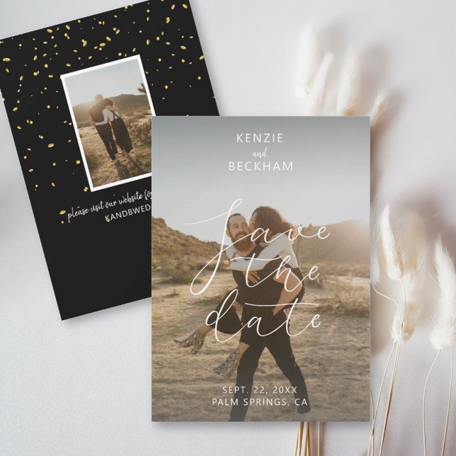 Modern Bröllop spara datum Photos Calligraphy (Skapare uppladdad)