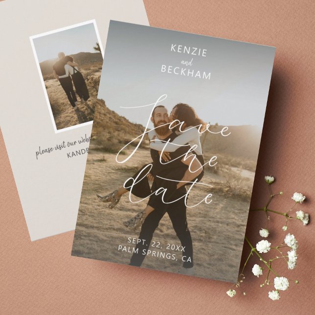 Modern Bröllop spara datum Photos Calligraphy (Skapare uppladdad)