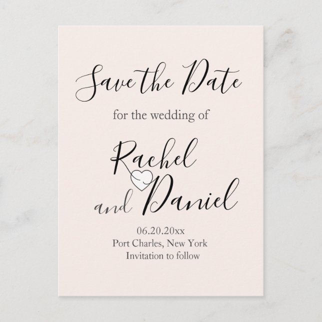 Modern Bröllop spara datum Vykort (Framsida)