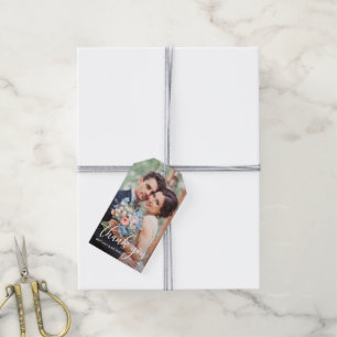 Modern Bröllop Tack Bride Groom Photo Presentetikett