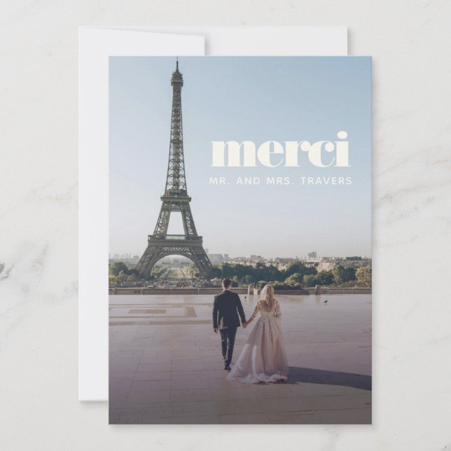 Modern Bröllop Tack | Merci-kort (Framsida)