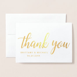 Modern Bröllop Tack par Photo BT Guld Folierat Kort