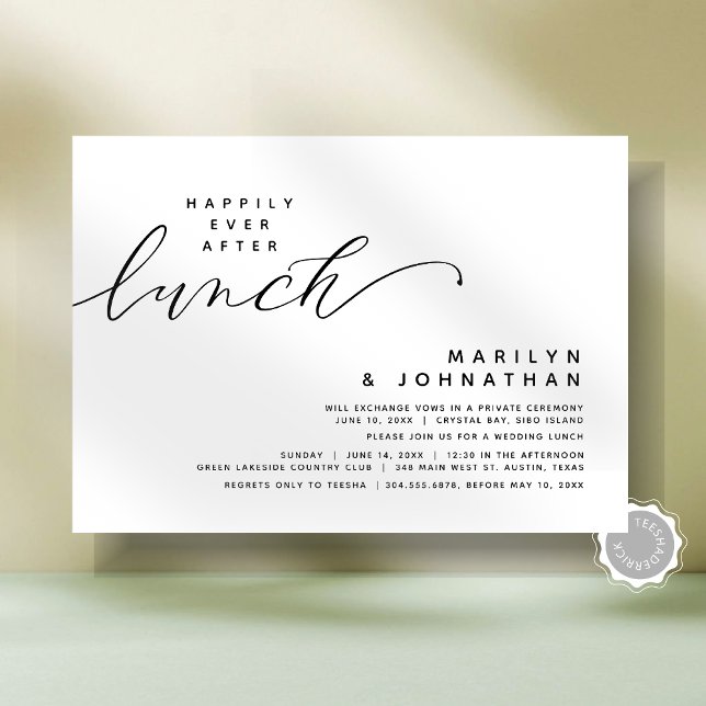 Modern Bröllop-utstrålning lyckligtvis allt efter  Inbjudningar (Modern Romantic Minimalist Post Wedding Elopement Happily Ever After Lunch Party Invitation Card)