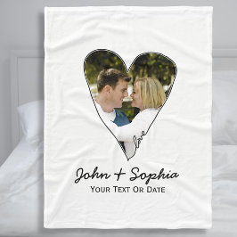 Modern Bröllop Valentine Kärlek Heart Anpassningsb Fleecefilt