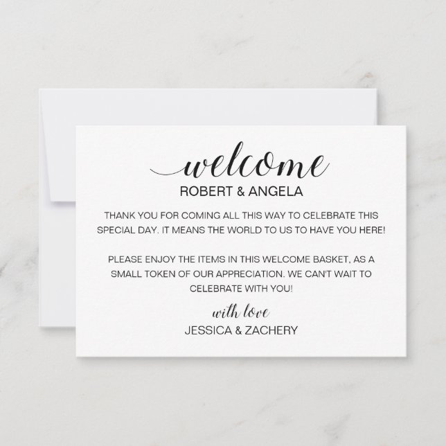 Modern Bröllop Välkomsthälsgåva Bag Basket med Nam (Framsida)