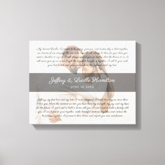 Modern Bröllop Vow Art Giftermål-årsfoto Canvastryck (Framsida)