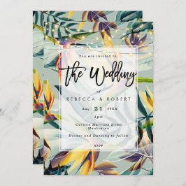 modern bröllopinbjudan för tropisk blom- djungel inbjudningar