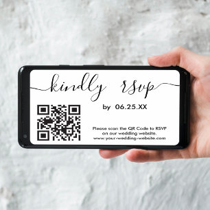 Modern Bröllops-Svar Online Webbplats Med QR-Kod Kort