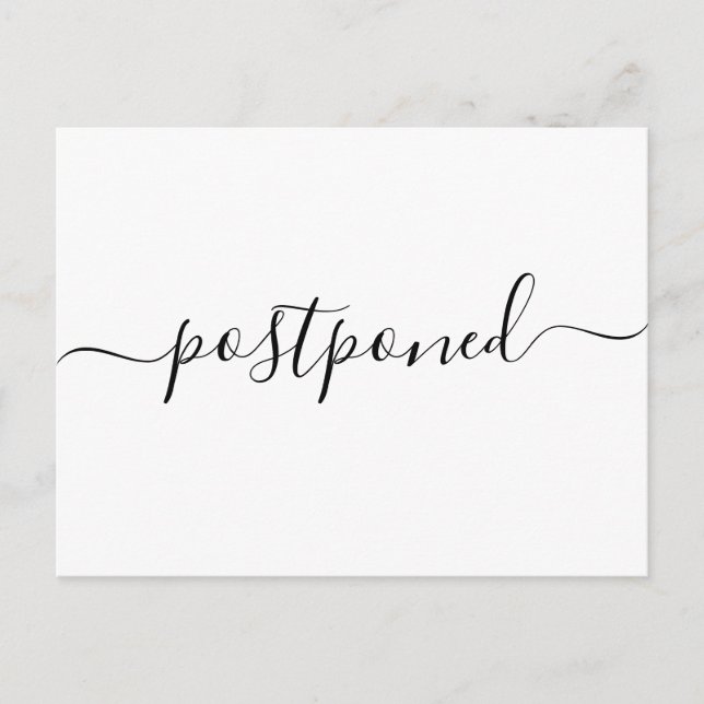Modern Bröllopsannonsering Försenad Bröllopskort Meddelande Vykort (Framsida)