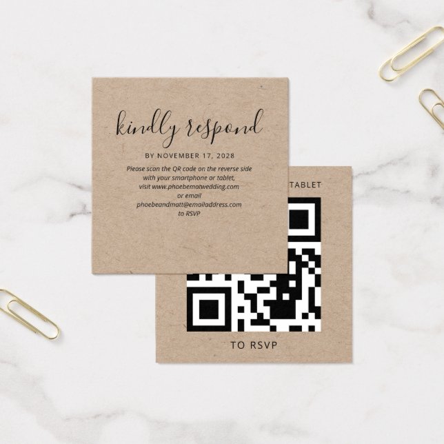 Modern Bröllopsbiljett QR-kod RSVP Webbplats Kort (Kontor)