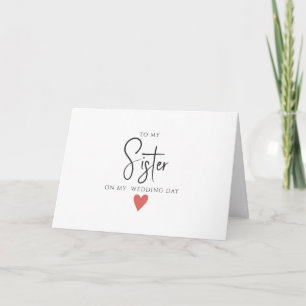 MODERN Bröllopsdag Card till syster, Bröllop Card Kort