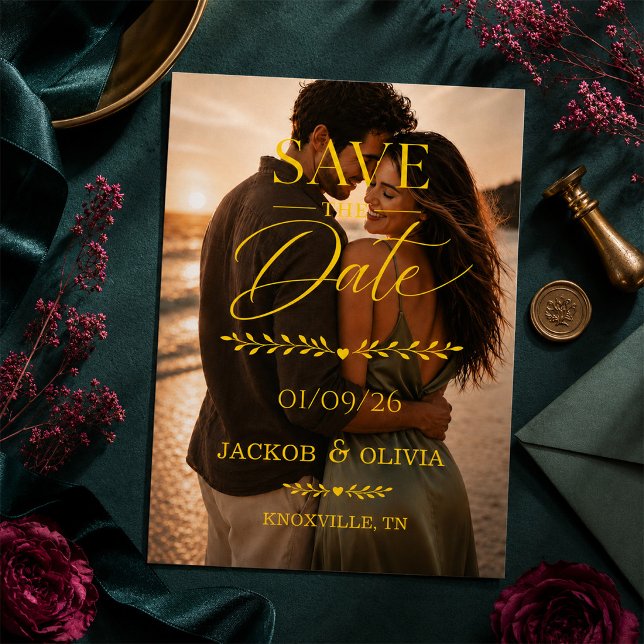 Modern Bröllopsdatumdesign Spara Datumet Magnetisk Inbjudningskort (modern_wedding_date_design_save_the_date)