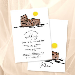 Modern bröllopsdestination Rom Italien Colosseum Inbjudningar