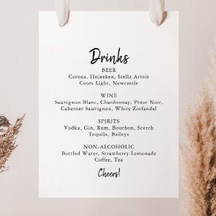 Modern Bröllopsdryckesmeny Skylt