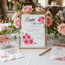 Modern Bröllopsdusch med akvarellblommor