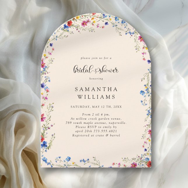 Modern Bröllopsdusch med Vilda Blommor Inbjudningar (Modern Wildflower Bridal Shower Invitation)