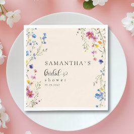 Modern Bröllopsdusch med Vilda Blommor Pappersservett
