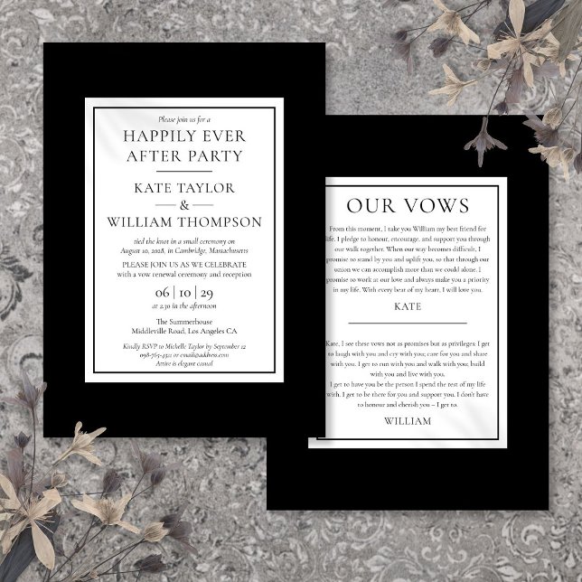 Modern Bröllopsfest med Lyckligt Slut Wedding Löft Inbjudningar (Modern Happily Ever After Party Wedding Vows Invitation)