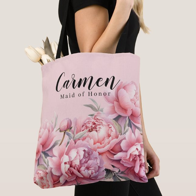 Modern Bröllopsfest Rosa Blommig Akvarell  Tygkasse (Skapare uppladdad)