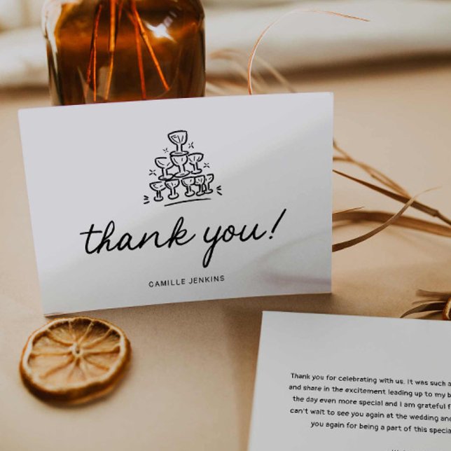 Modern Bröllopsfest Tacksamhetskort Tack Kort (Modern Bridal Shower thank you card with message)