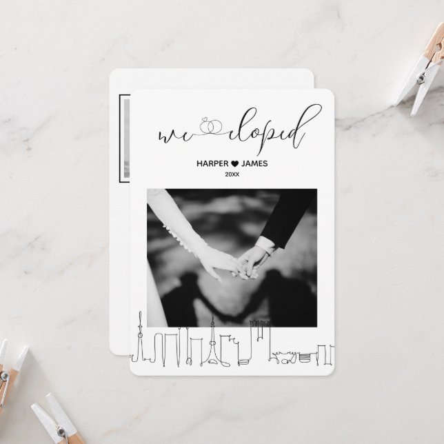 Modern Bröllopsflykt Mottagningsinbjudan | Tokyo Inbjudningar (Fram/Back In Situ)