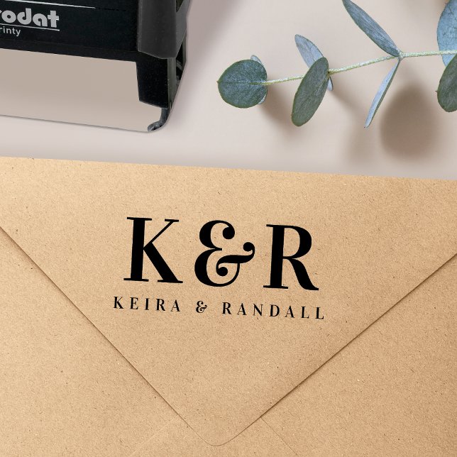 Modern bröllopsförmån för Bröllop Monogram Självfärgande Stämpel (Skapare uppladdad)