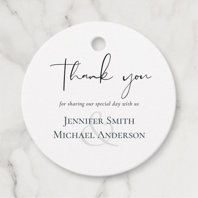 Modern bröllopsförmån för enkel redigeringsskript gåvor etiketter (Framsida)