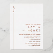 Modern bröllopsfoto folieinbjudan LAYLA