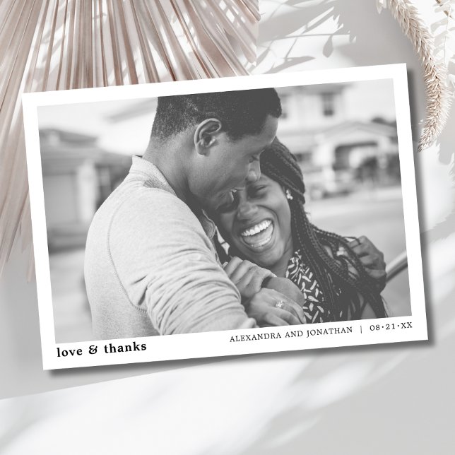 Modern Bröllopsfoto Tack Kort (Wedding Thank You Card)
