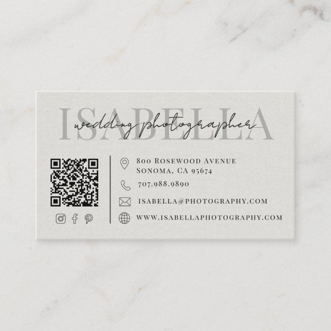 Modern Bröllopsfotograf QR-kod Visitkort (Framsida)