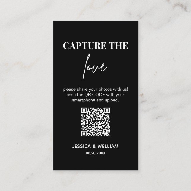Modern Bröllopsfotografering Fånga Kärleken Qr Kod Tilläggskort (Framsida)
